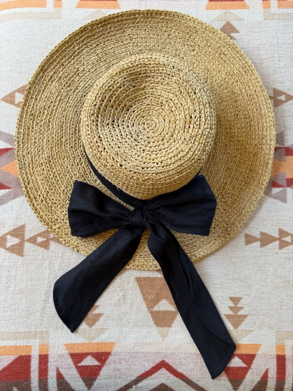 Scala Amelia Raffia Sun Hat Wide Brim with Linen Bow Coastal - Picture 2 of 4